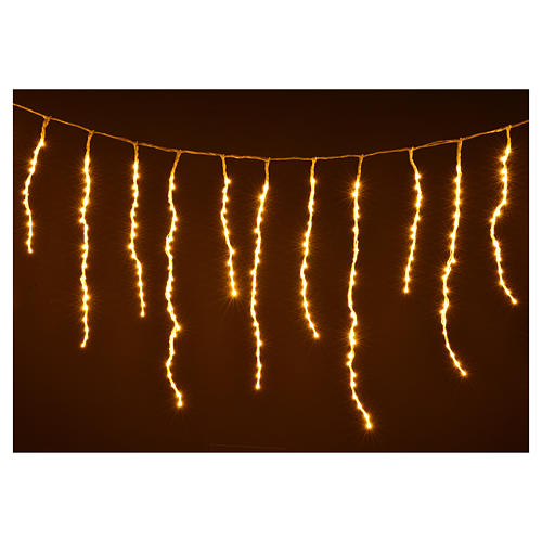 Cortina de luces de Navidad de carámbano 576 LED blanco cálido para exterior 4