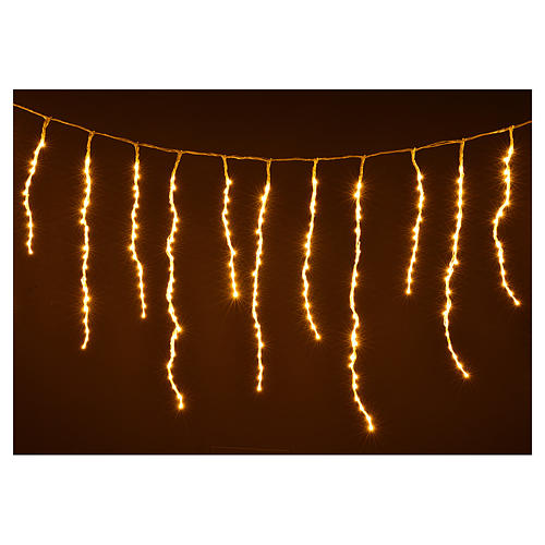 Cortina de luces de Navidad de carámbano 864 LED blanco cálido para exterior 4