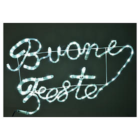 Guirlandes lumineuses de Noël: Décoration lumineuse extérieur BUONE FESTE 90 leds blanc glace Guirlandes lumineuses de Noël: Décoration lumineuse extérieur BUONE FESTE 90 leds blanc glace