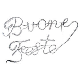 Luci di Natale: Decorazione luminosa esterno BUONE FESTE 126 led bianco ghiaccio