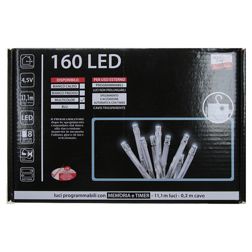 Christmas Lights, 160 multicoloured LED, programmable for outdoors, battery powered 4