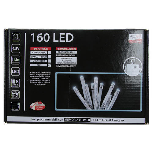 Christmas Lights, 160 blue LED, programmable for outdoors, battery powered 4