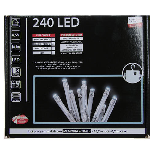 Christmas Lights, 240 cold white LED, programmable for outdoors, battery powered 4