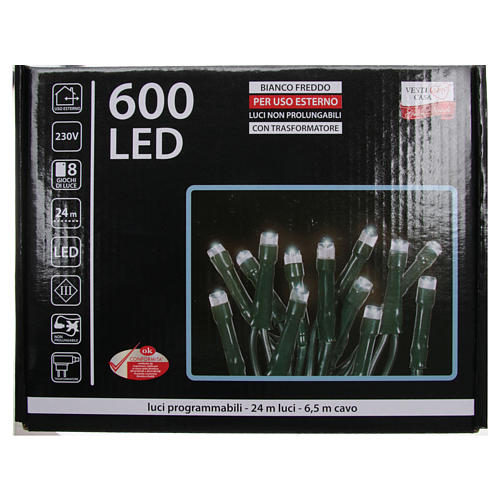 Christmas Lights, 600 ice white LED, programmable for outdoor use 4