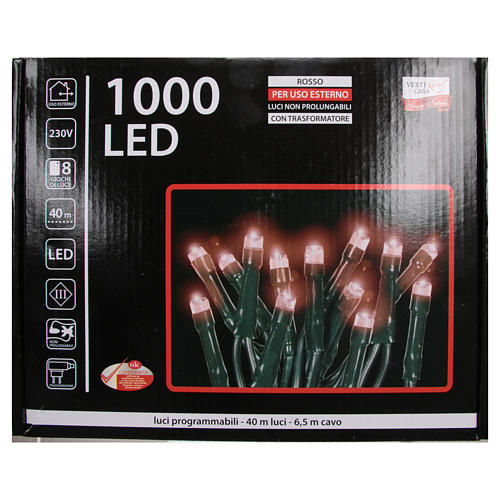 Cadena de luces de Navidad 1000 LED rojas programables para exterior 4
