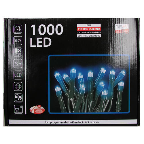 Cadena de luces de Navidad 1000 LED azules programables para exterior 4