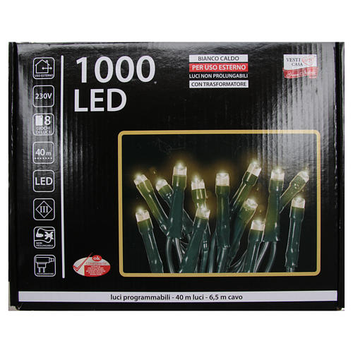 Luce Natale catena 1000 LED bianco caldo ESTERNO programmabili 4