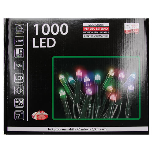 Christmas Lights, 1000 multicoloured LED, programmable for outdoor use 4