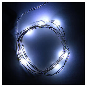 LED Christmas lights, 10 drop shaped, cold white and battery powered
