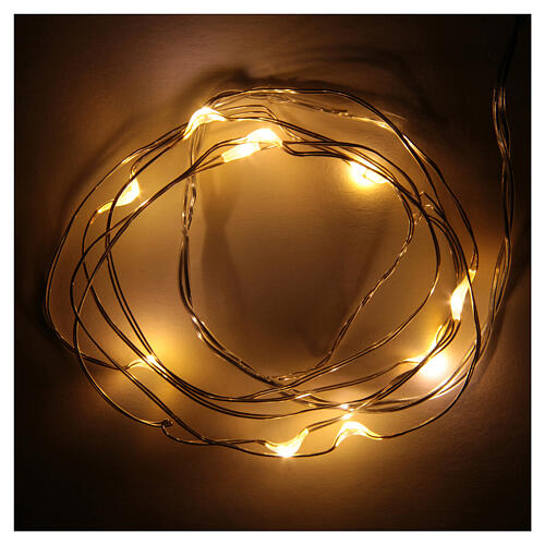 LED Christmas lights, 10 drop shaped, warm white and battery powered 1