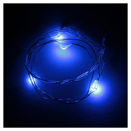 Luces de Navidad 5 LED tipo gota azules con baterías cable a vista 1