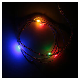 Guirlande de Noël 5 lumières leds en goutte multicolore à piles avec fils nus