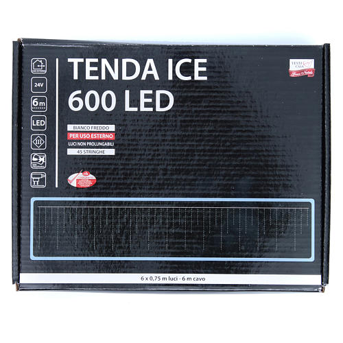 Cortina de luces navideñas "ICE" 600 led blanco frío EXTERIOR 3