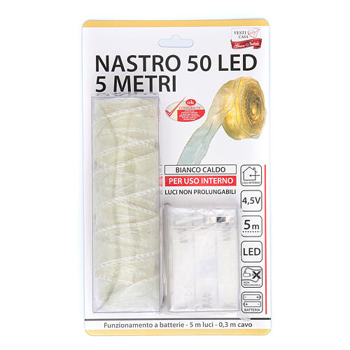 Luces Navideñas cinta 5 mt 50 luces led blanco-amarillo 6