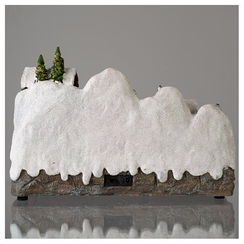 Village de Noël avec bonhomme de neige en mouvement 25x35x15 cm 5