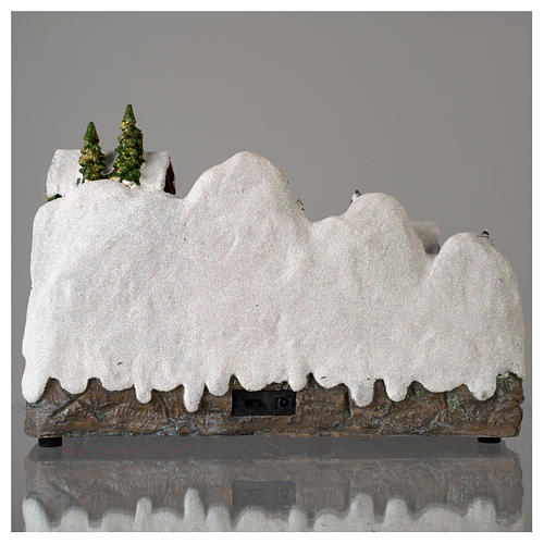 Villaggio natalizio con pupazzo di neve in movimento 25x35x15 cm 5