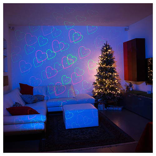 Proyector Laser Luces de Navidad color azul de temática corazones para uso interior 1