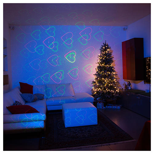 Proyector Laser Luces de Navidad dorado de temática corazones para uso interior 3