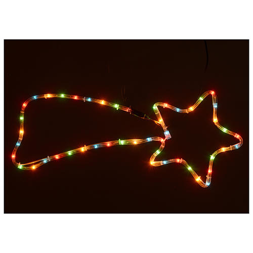 Decoración navideña estrella cometa 64 luces multicolores para interior 65x30 cm 2