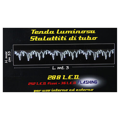 Cortina Luminosa Estalactites 288 Lâmpadas LED Branco Frio Interior/Exterior 5