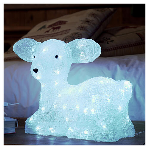 Christmas fawn decoration 60 leds ice white for internal and external use 2