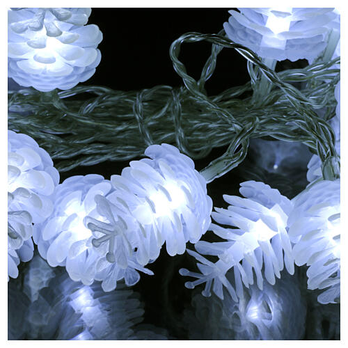 Światełka na choinkę,  z 20 białymi szyszkami, efekt lodu 2