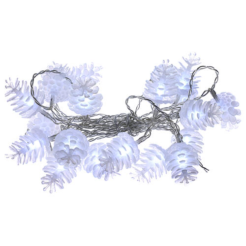 Światełka na choinkę,  z 20 białymi szyszkami, efekt lodu 3