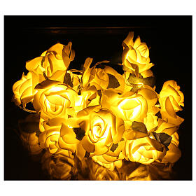 Grinalda de rosas luminosas LED brancas