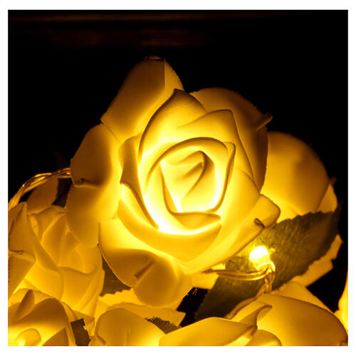 Grinalda de rosas luminosas LED brancas 2