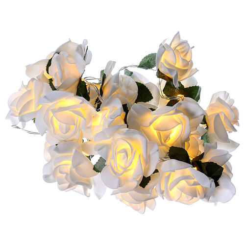 Grinalda de rosas luminosas LED brancas 4
