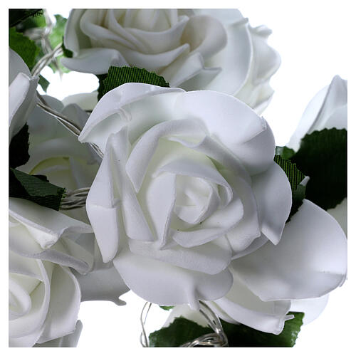 Grinalda de rosas luminosas LED brancas 5