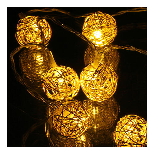 Luz de Natal bolas 10 Leds branco quente para interior 1 m 2