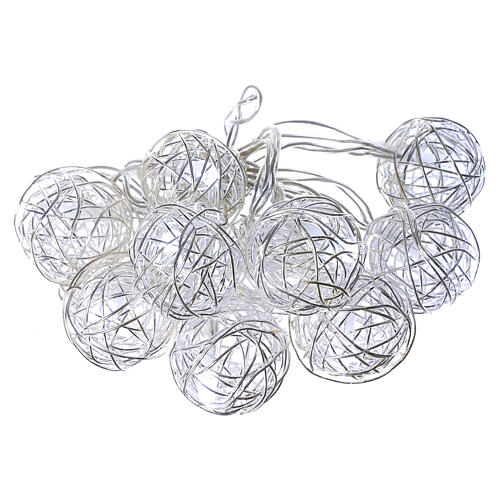 Guirlande sphères pelotes métal 10 led blanc froid intérieur 3