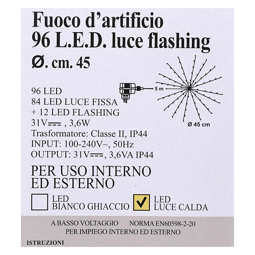 Luz Fuego Artificial 96 Led Blanco cálido interior exterior 4