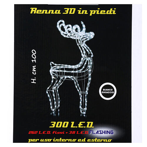 Luce Renna 300 led ghiaccio h. 100 cm interno esterno 8