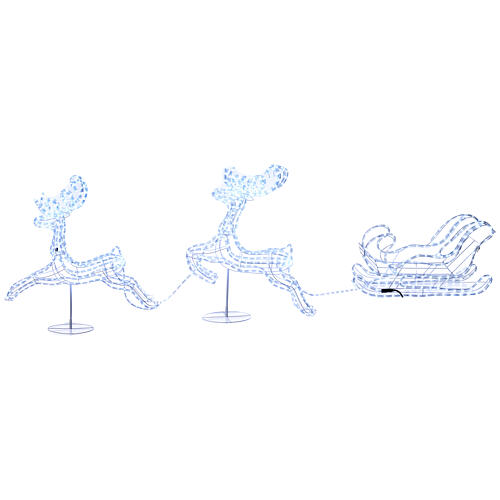 3D reindeers and sleigh with 864 ice white LEDs for indoor and outdoor use 5