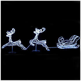 Renas e trenó 3D 864 LEDs branco gelo interior exterior