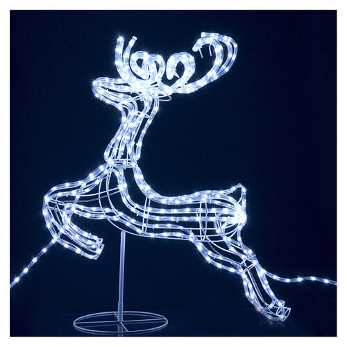 Renas e trenó 3D 864 LEDs branco gelo interior exterior 3
