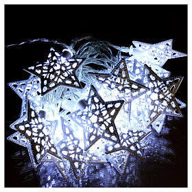 Cadena luces 20 led estrellas blanco hielo interior