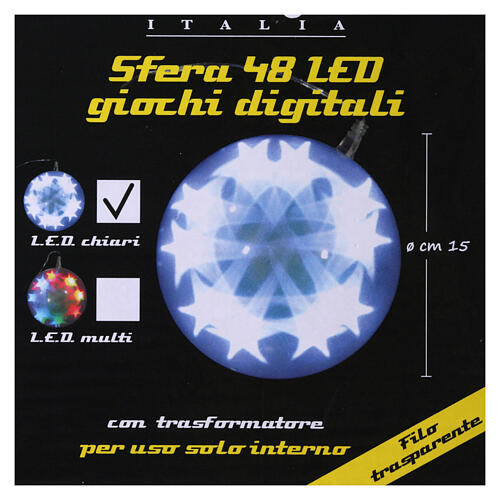 Esfera luminosa juegos de luz 48 led diam. 15 cm hielo 3