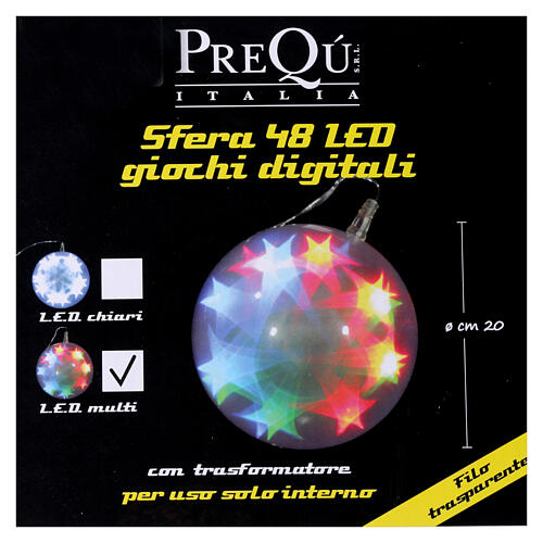 Luce natalizia sfera 48 led colorati diam. 20 cm uso interno 7