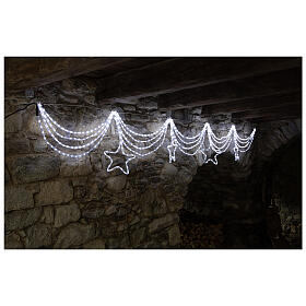 Christmas light garland with stars 576 ice white leds internal external use