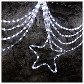 Christmas light garland with stars 576 ice white leds internal external use