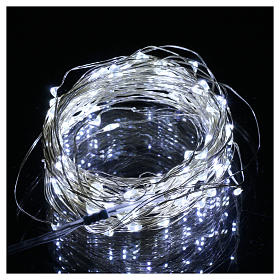 Luci di Natale: Luce 100 nano led bianco ghiaccio filo nudo uso interno