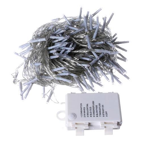 Bright Christmas cable 240 leds cold white with memory and timer external use with batteries 4