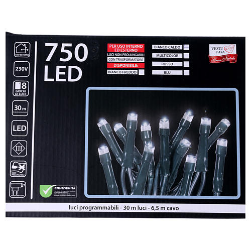 Cadena de Navidad 750 LED blanco cálido programable EXTERIOR INTERIOR corriente 5