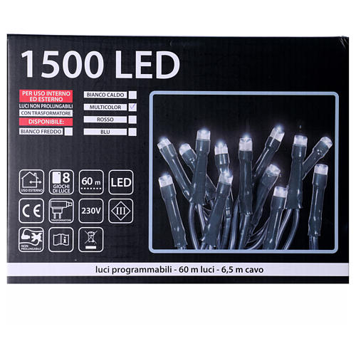 Christmas lights 1500 LEDS multicoloured not programmable internal and external use 5