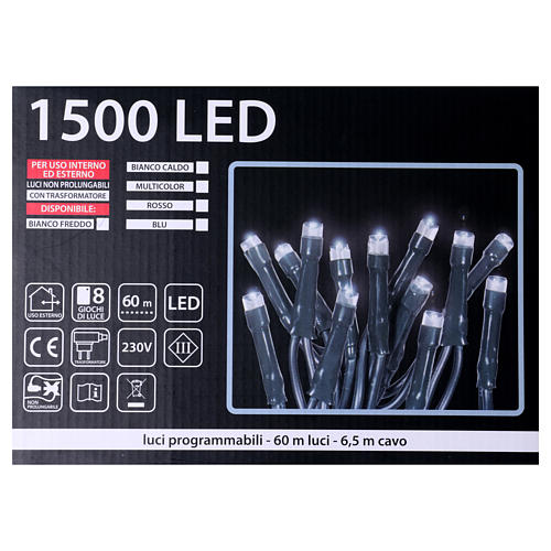 Cadena de Navidad 1500 LED blanco frío programable EXTERIOR INTERIOR corriente 5