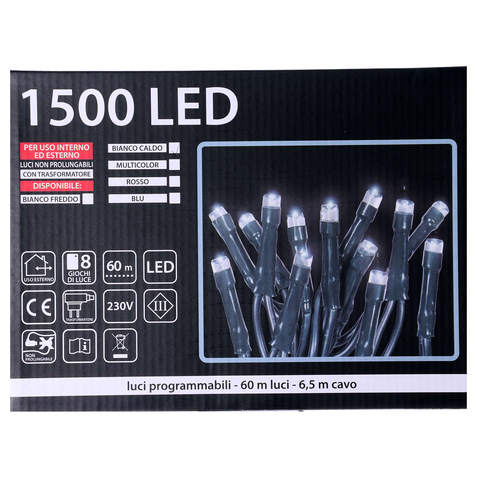 Christmas lights 1500 LEDS warm white programmable external and