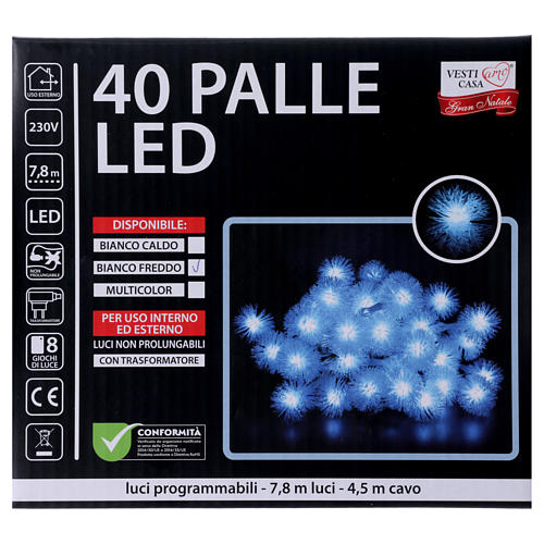 Christmas lights snow flake 40 LEDS cold white programmable with electric power 5